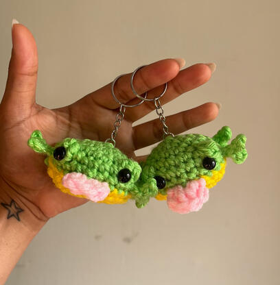 Squeaky Flat Frog Keychain $12
